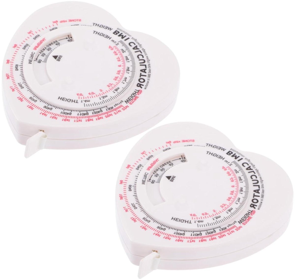 Lichaamsmeetlint Set - BMI Meter - Nauwkeurig Meten - Compact Hartvormig - 1.5 Meter - Wit