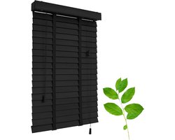 Houten Jaloezieën - Privacy Gordijnen - Raamdecoratie Binnen - Massief Hout - 50 mm Lamellen - Zwart