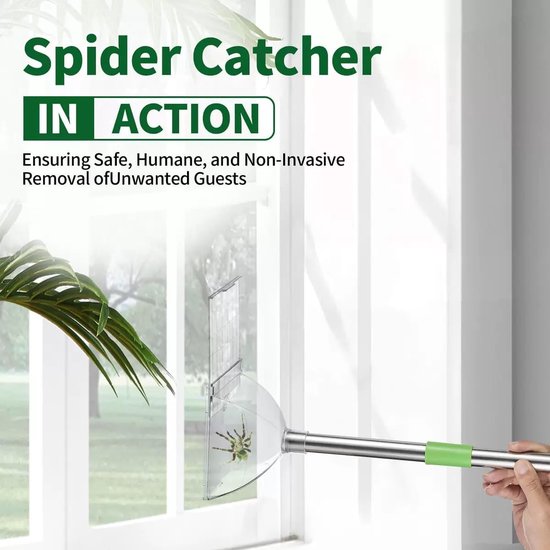 Spinnenvanger Lange Steel - Insectenvanger Verstelbaar - Ongedierte Vangen - Contactloos Vangen - 81 cm - Transparant — afbeelding 5