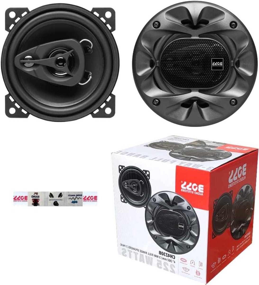 Coaxiale Speakers - Autospeakers Set - Muziek Luisteren - 3-Weg Systeem - 10cm Doorsnee - Zwart