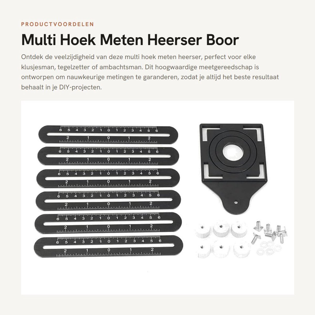Dailygoods- Boorgids Hoge Zichtbaarheid - Multi Hoek Meetliniaal - 6-delig Gereedschap - Keramische Tegel Locator - Slijtvast en Duurzaam - Nauwkeurige Laser Geëtste Graduaties - Hoekmeter