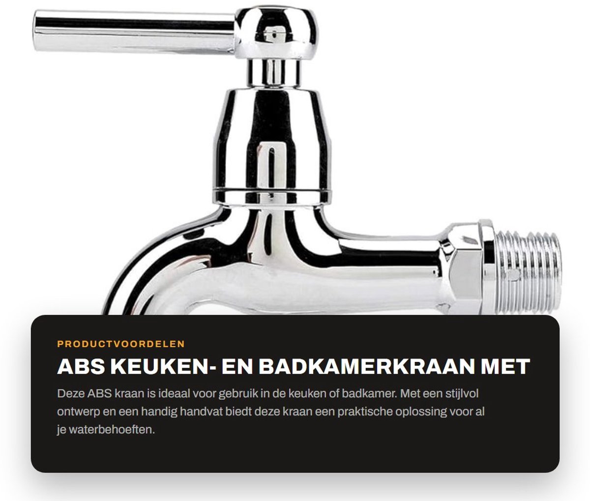 Dailygoods- Waterkraan Gemaakt van ABS - Keukenkraan - Wasmachinekraan - Badkamerkraan - Gootsteenkraan - Verchroomd oppervlak - Kraan