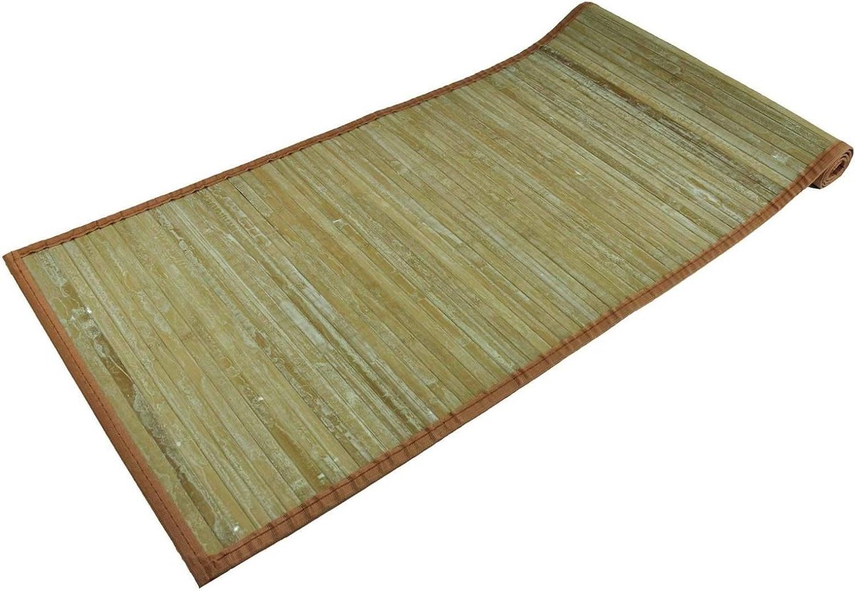 Bamboe Tapijt - Vloerkleed Loper - Woonkamer Decoratie - Antislip Ondergrond - 50x75 cm - Beige