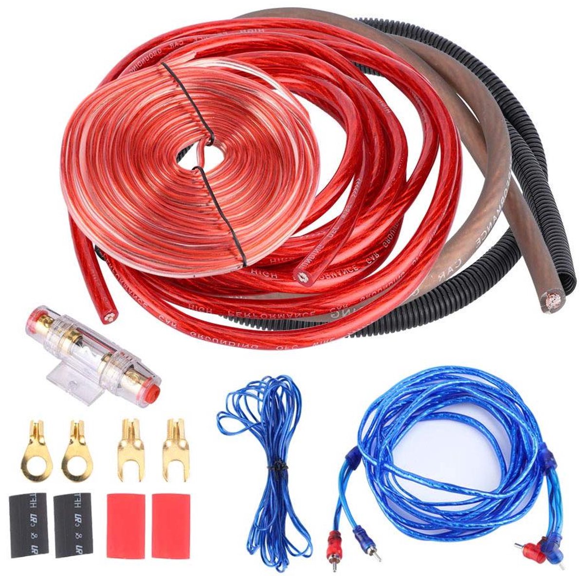 Jadeshay 4 Guage 2800W Car Audio Subwoofer Installation Kit Speaker Installation Cable Kit Fuse Pack