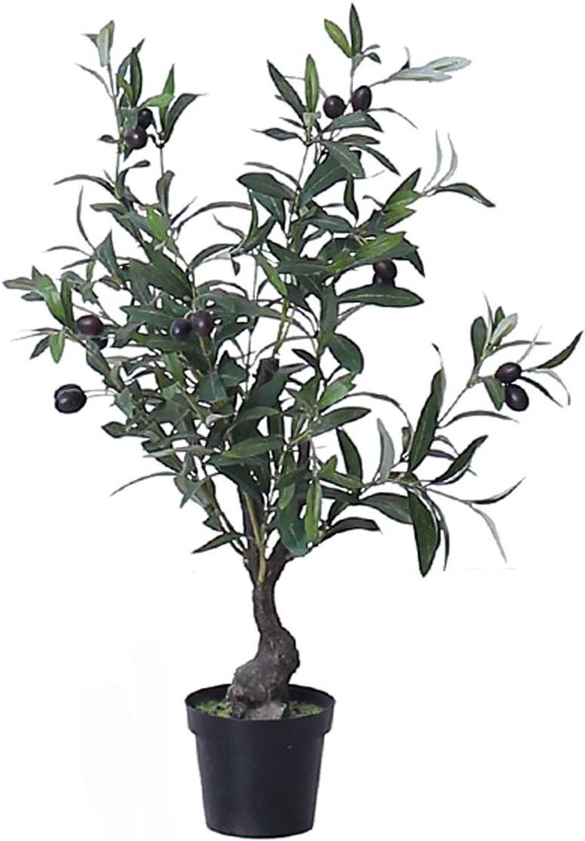 Kunstboom Olijf - Decoratie plant - Huis en kantoor - Zijde en plastic - 65 cm hoogte - Groen