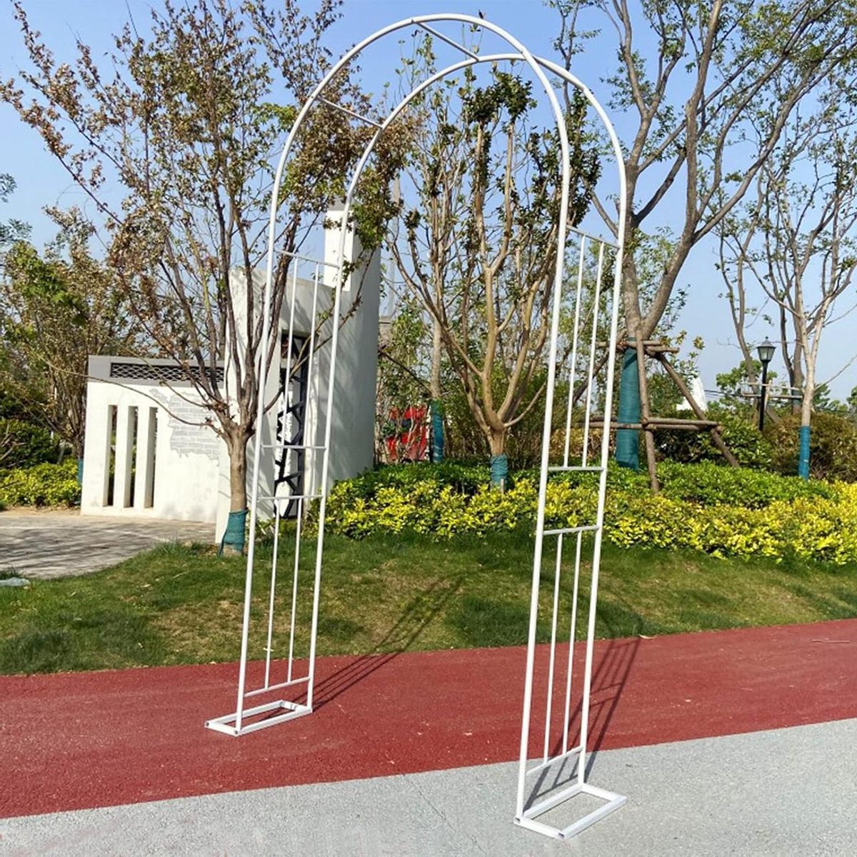 Tuinboog Klimplanten - Rozenboog Prieel - Tuin Decoratie - Weerbestendig Metaal - 150x40x240 cm - Wit