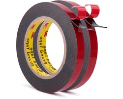 3M PT1100 dubbelzijdige tape voor auto's, 14 mm x 5,5 m, 2 rollen, ideaal voor sierlijsten, panelen, pads en andere automobieltoepassingen, donkergrijs