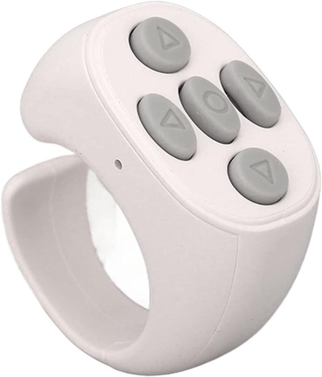 Slimme Ring Controller - Draadloze Afstandsbediening - Video's Scrollen - Lange Afstand - 10 Meter Bereik - Wit