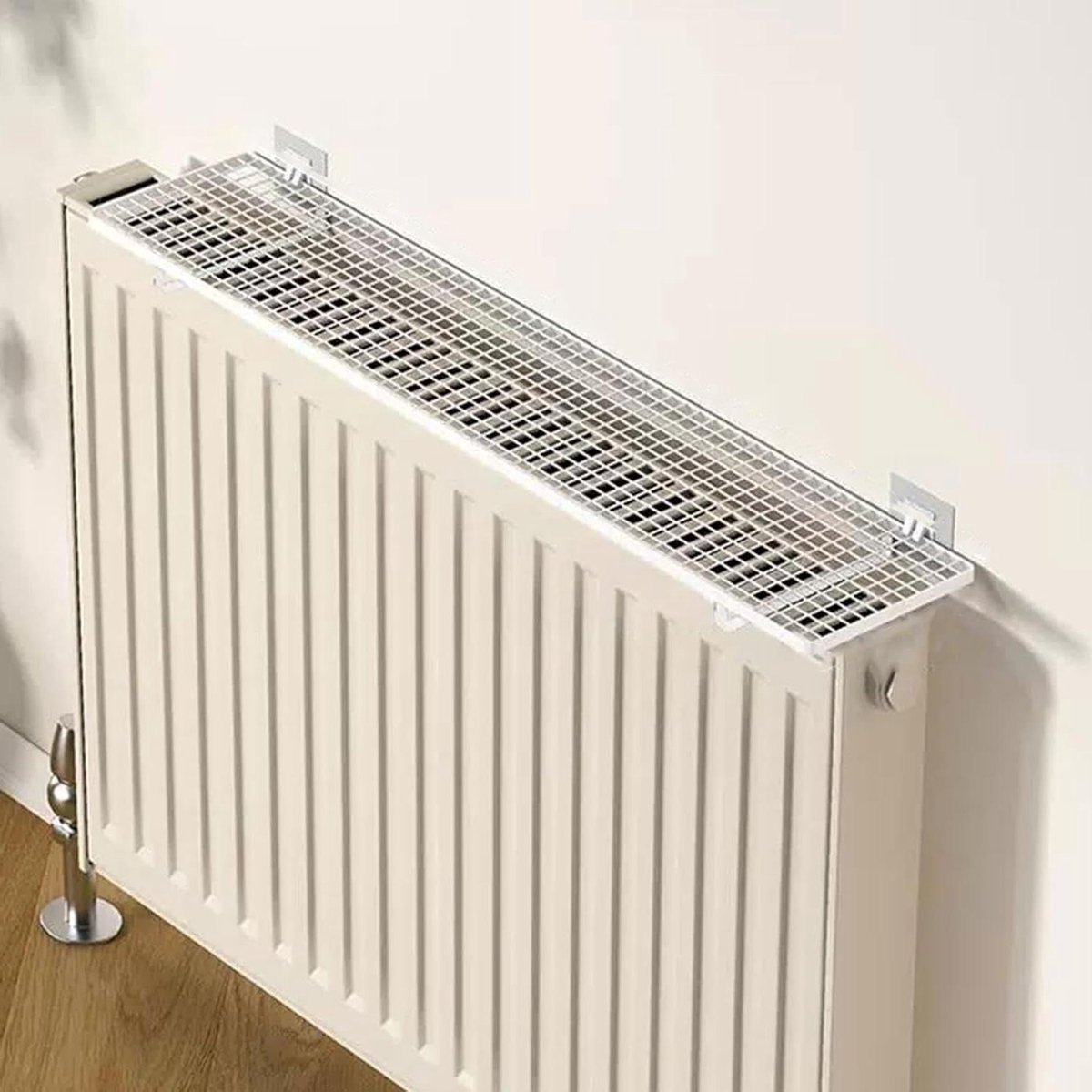 Radiatorrooster - Radiatorbekleding Plank - Decoratie en Opslag - Zelfklevende Haakbevestiging - 15x55cm - Antraciet