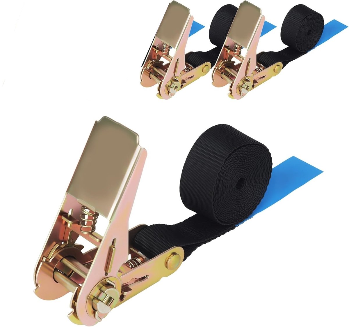 carmdering - Spanband Met Ratel - Spanriem Met Pal - Ratschelband Set - Veilige Ladingbevestiging - Verstelbare Spankracht - Hoogwaardig Polyester - Duurzaam En Roestvrij - Ideaal Voor Transport - 3 Stuks