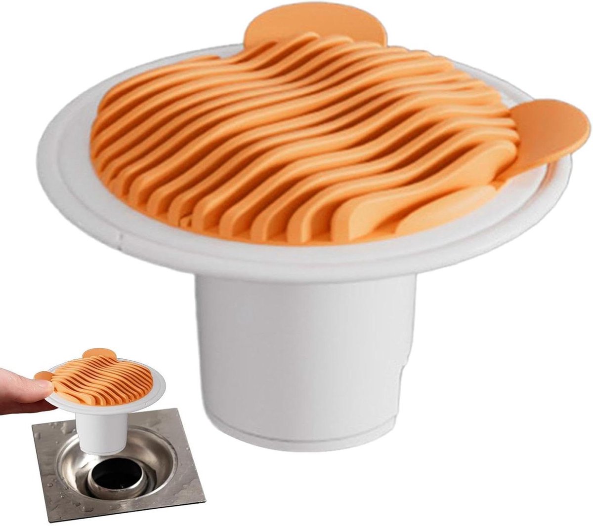 Vloerafvoer Geurblokkerende Kern - Douche Afvoer Stopper - Nare Geuren Voorkomen - Zelfsluitend Mechanisme - 7.5x5 cm - Oranje