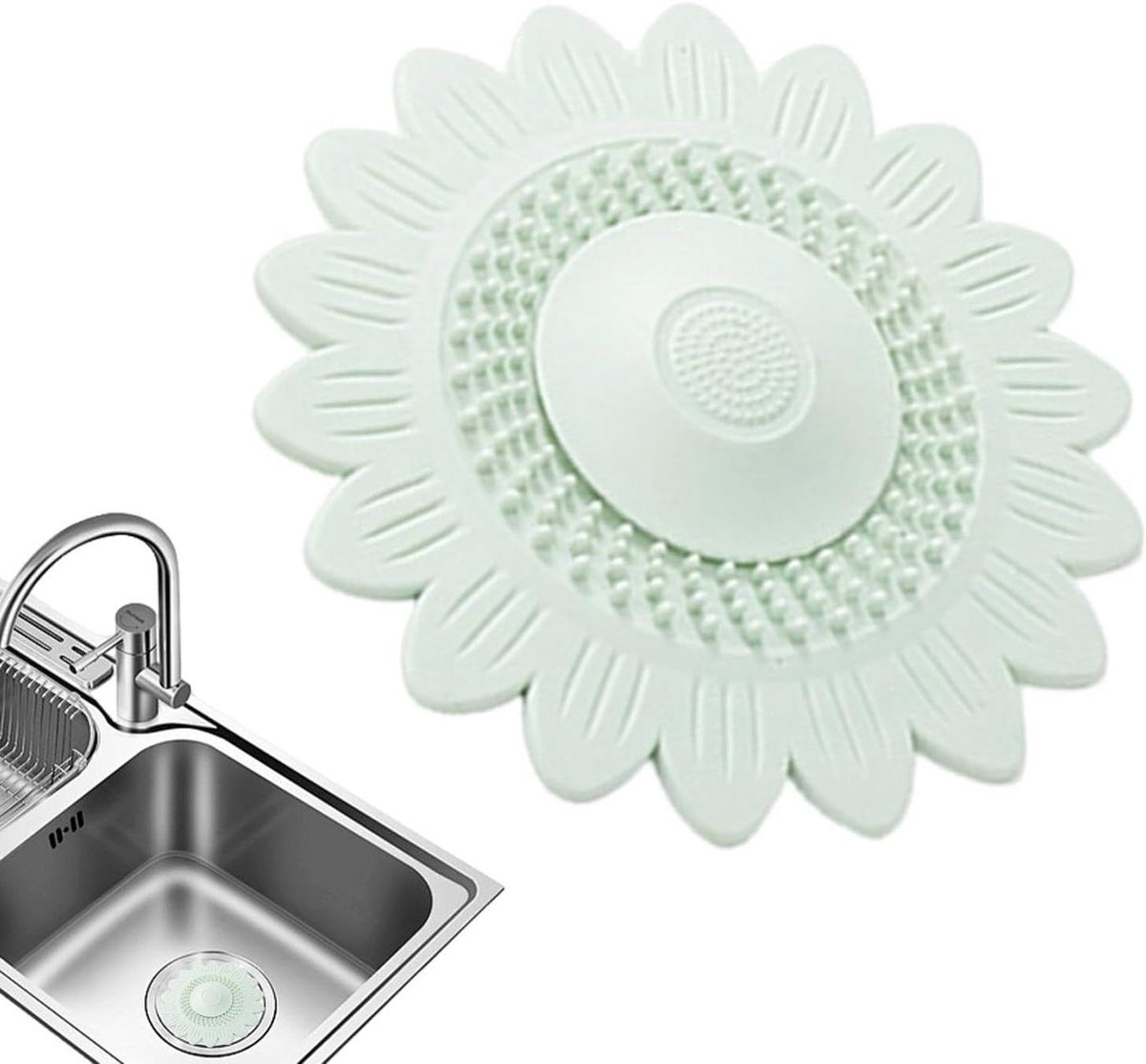 Afvoerhaarvanger - zonnebloemvorm, haarfilter voor doucheafvoer, geschikt voor woning, huis, wasserij, badkuip, keuken, badkamer en wastafel