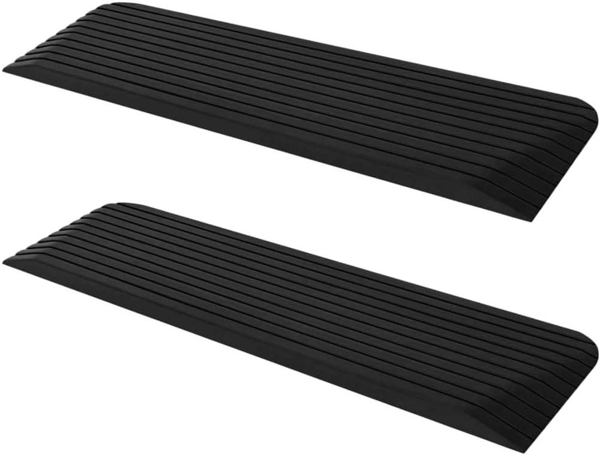 Drempelhulpen Set - Oprijplaten - Mobiliteit Verbeteren - Massief Rubber - 110x32x38 cm - Zwart