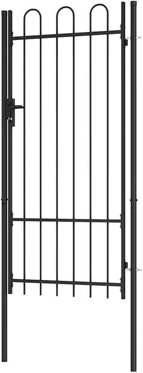 Stalen Tuinpoort - Enkele Deur - Perceel Afscheiden - Roest Bescherming - 1 x 2 m - Zwart