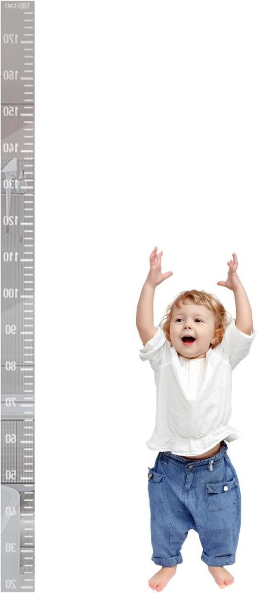 Groeimeter Spiegel - Hoogtemeter Wand - Kindergroei Volgen - Zelfklevend Acryl - 180 cm -
