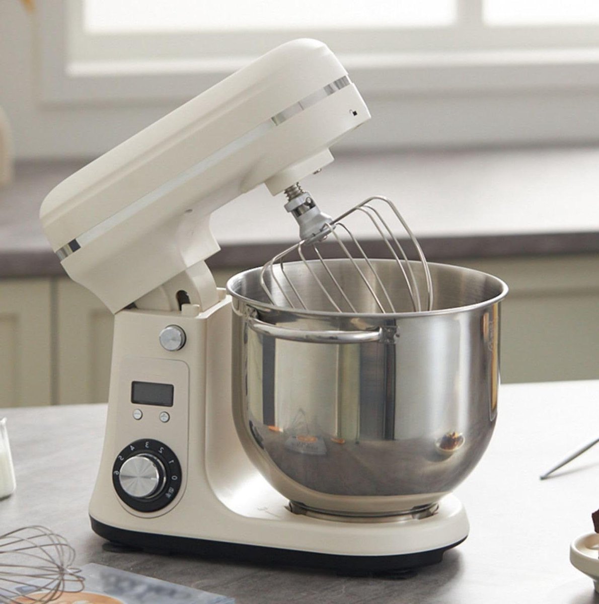 Keukenmachine - Mixer Keuken - Bakken en Koken - 6L Kom Stille Motor - 800W - Gebroken Wit