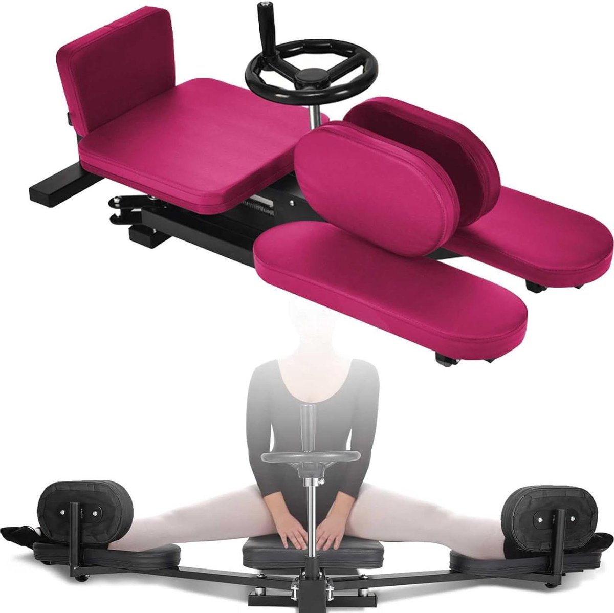 Beenstretcher Fitnessapparaat - Rekmachine - Flexibiliteit Verbeteren - 180 Graden Rekhoek - Tot 100kg - Zwart