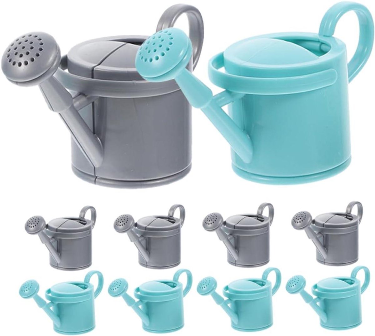 Miniatuur Gieters - Kleine kannetjes - Decoratie voor minihuisjes - Set van 10 stuks - 8 cm lengte - Diverse kleuren