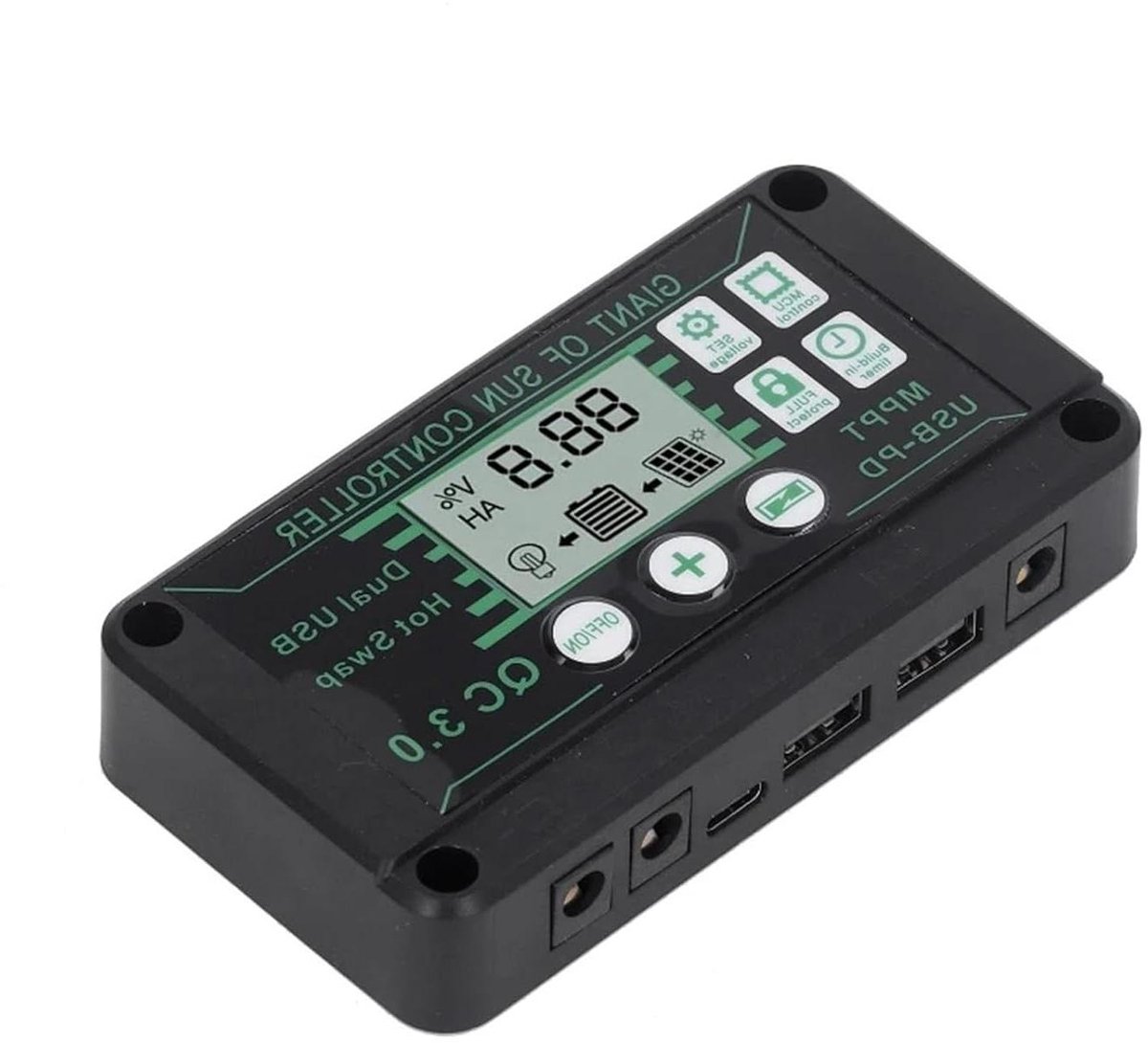 Zonne Laadregelaar - Energieopslag Regulator - Energie Beheer - MPPT Technologie - 100A - Zwart