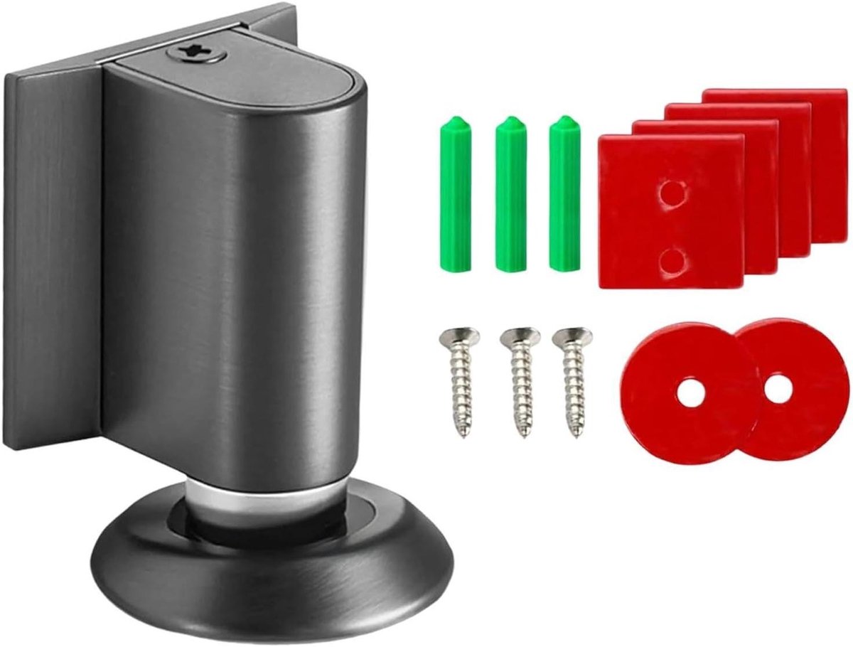 Magnetische Deurstopper - Deurhouder Wand - Deur Opvang - Sterke Veren - 9.8L x 6.1B - Zilverkleurig