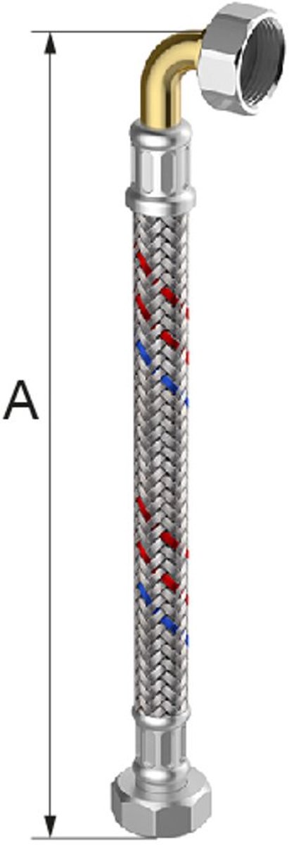Flamco Meiflex pantserslang MS-Aans. S/H/K 1/2 inch IG x 1/2" bocht, 1000 mm, M5715.1704.100