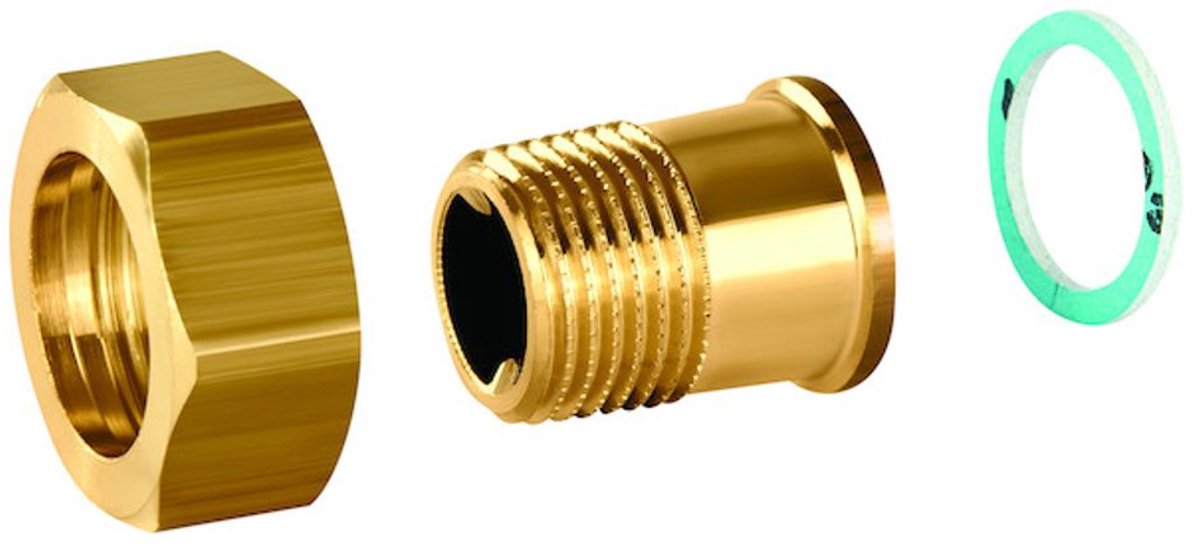 Resideo Aansluitnippel O-F buitendraadnippel R 3/8, G 1/2, vlak dichtend, ASV-CS-15-O-F