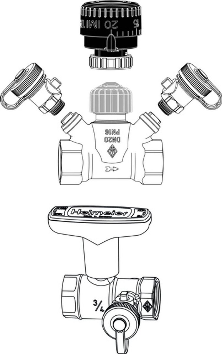 IMI Hydronic Engineering TA Inregelventiel TA-Multi Set 2, DN 40 handwiel, ontluchting, Globo H, roodbrons, 5850-06.800