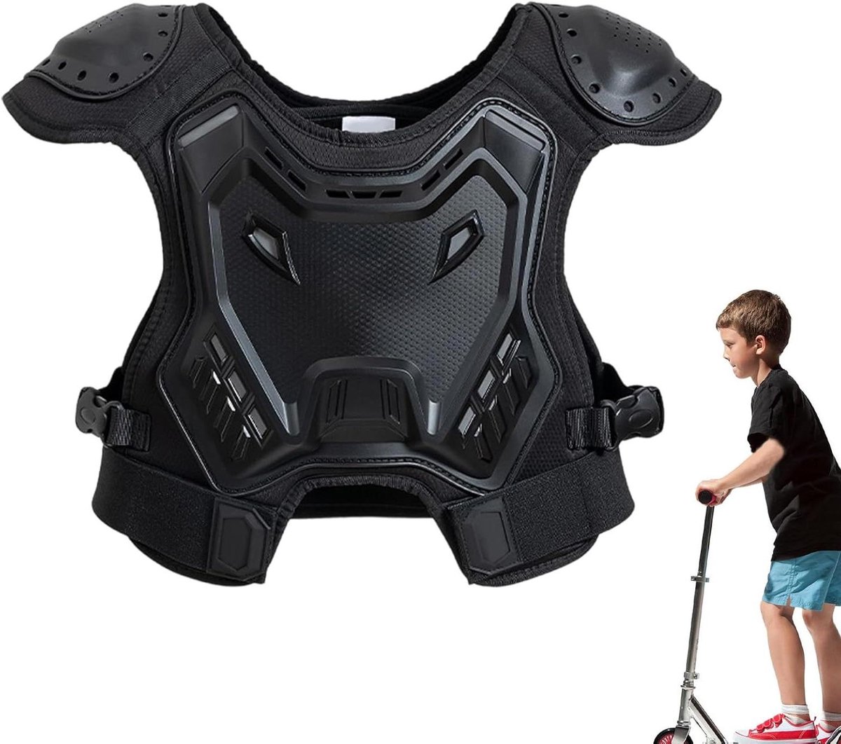Kinder Borstbescherming - Beschermend Vest - Sport Activiteiten - Aanpasbaar Systeem - 30 cm - Zwart