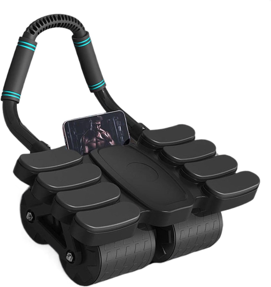 Buikspierwiel - AB roller - Buikspieren trainen - Automatische terugslag - 42 x 36 x 24 cm - zwart