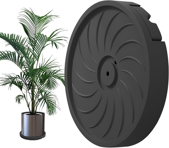 Plantenstandaard met wielen - Plantrollers tuin - Planten verplaatsen - Met waterreservoir - 33x33x6.5 cm - Zwart