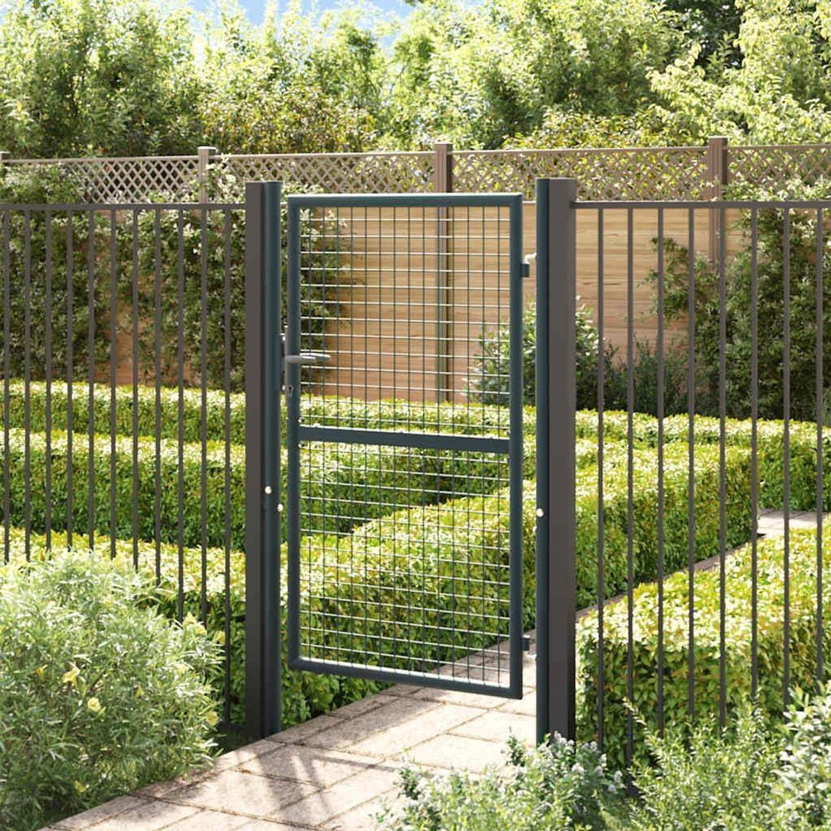 Tuinpoort Staal - Metalen hekwerk - Tuin afscheiden - Roestvrij gepoedercoat - 100x150 cm 