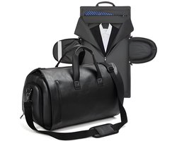 CarryQuest® - Weekendtas Heren en Dames - Opvouwbare Reistas Handbagage - Duffel Bag met Kledinghoes - Schouderriem - Smart Sleeve - Waterafstotend - Zakelijk - Zwart