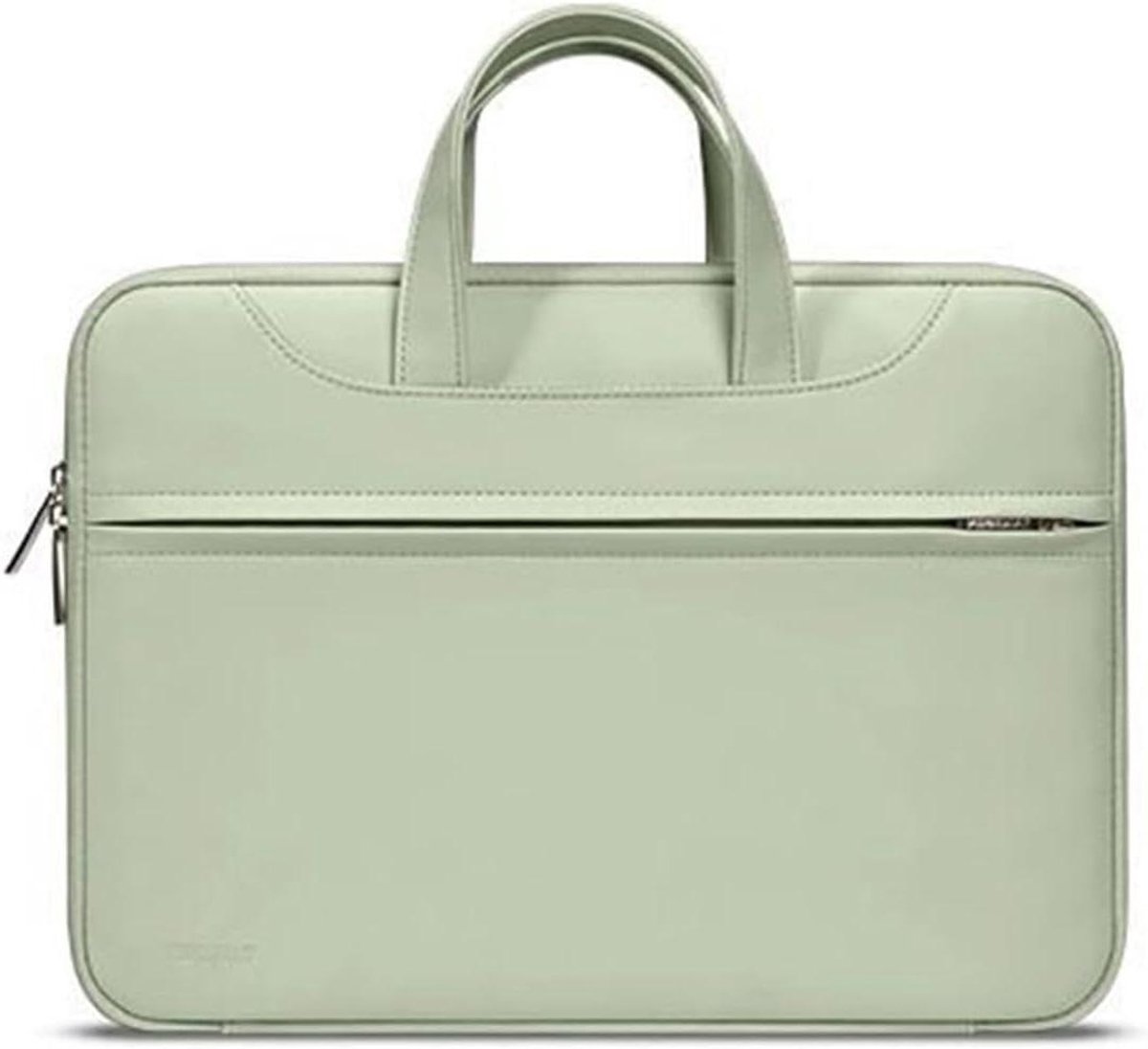 Laptoptas Leer - Werktas - Zakenreizen - Volledig te openen - Medium - Groen
