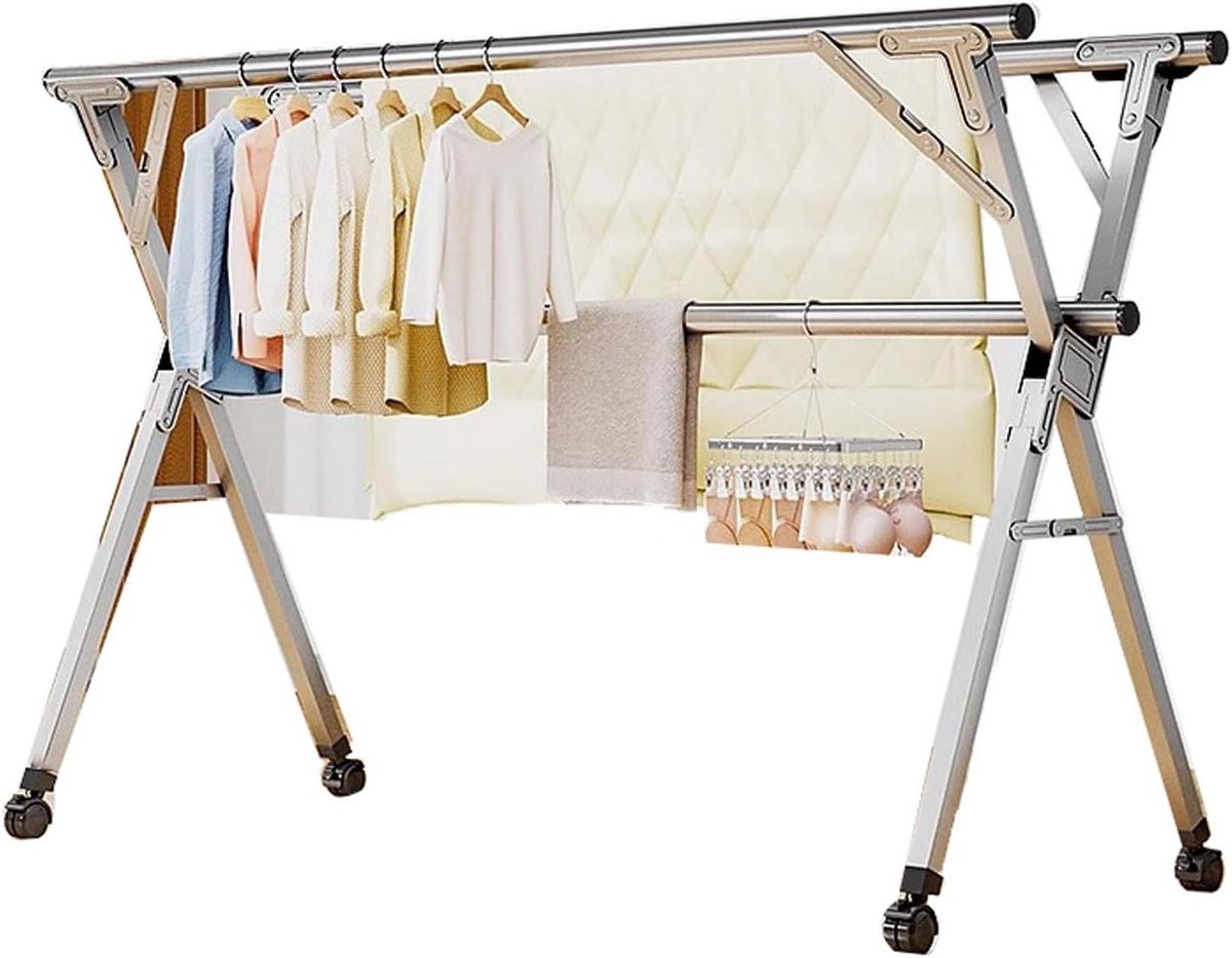 Droogrek Kleding - Wasdroger - Kleding Drogen - Verstevigd Roestvrij Staal - 240cm - Zilve
