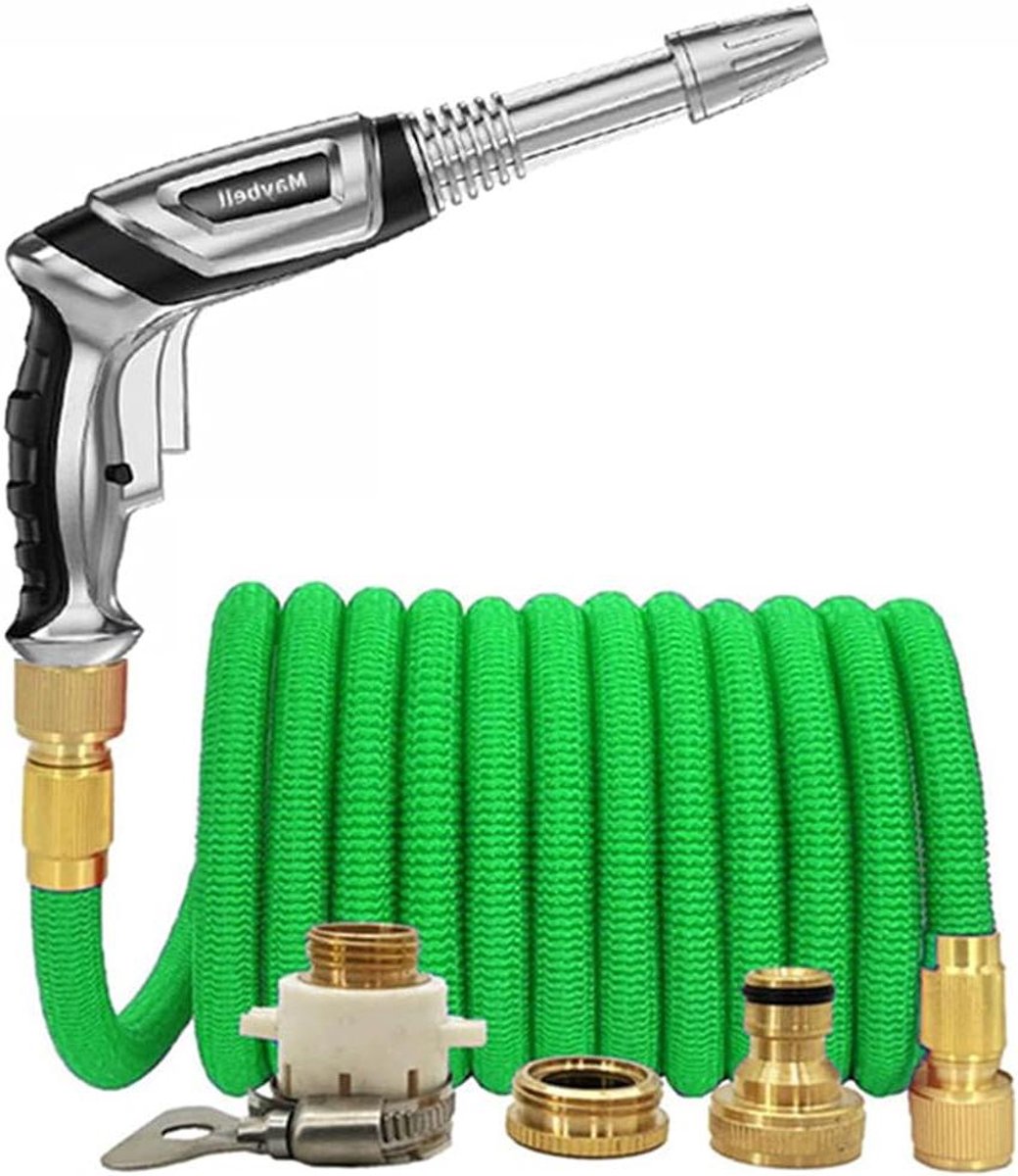 Elastische Tuinslang - Intrekbare Waterslang - Auto Wassen - Lekvrij Messing - 30 Meter - Groen
