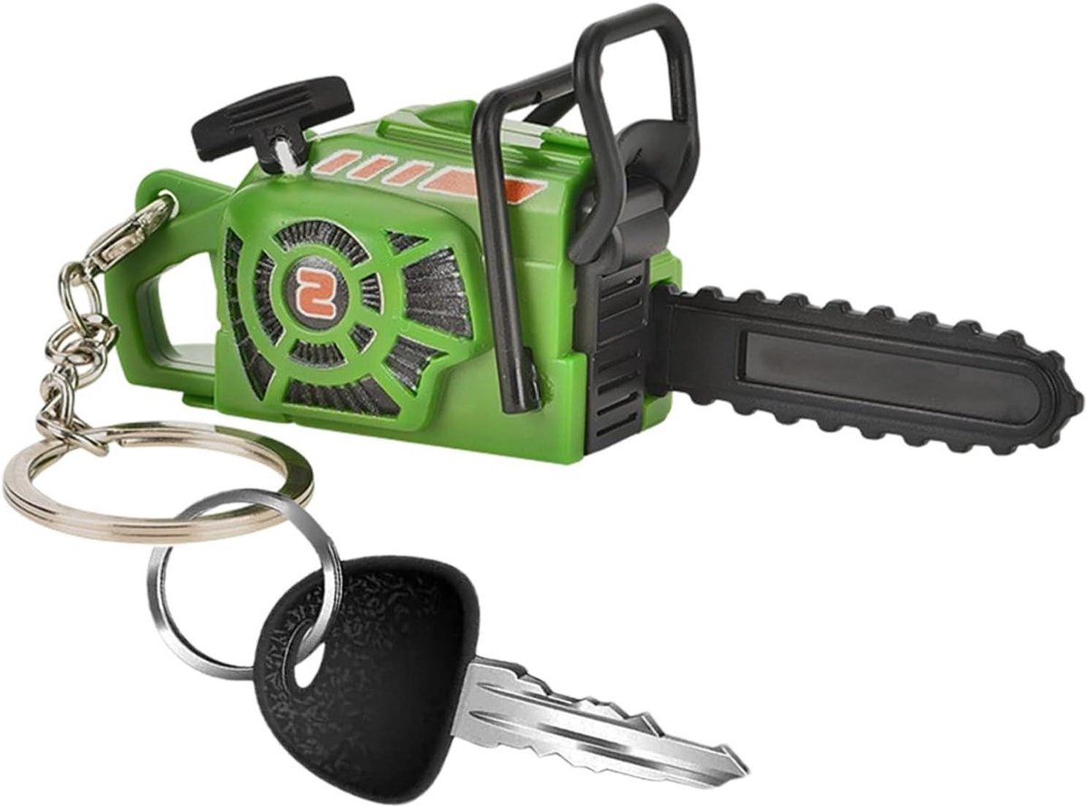 Speelgoed Kettingzaag - Grap Accessoire - Feest Entertainment - Trekkoord Mechanisme - 11 cm - Groen