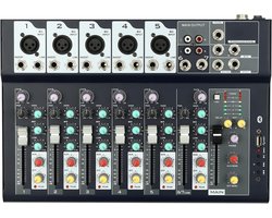 Digitale Mixer - Audio Mengpaneel - Muziek Opnemen - 7 Kanalen Bluetooth - 33x23x3.7cm - Zwart