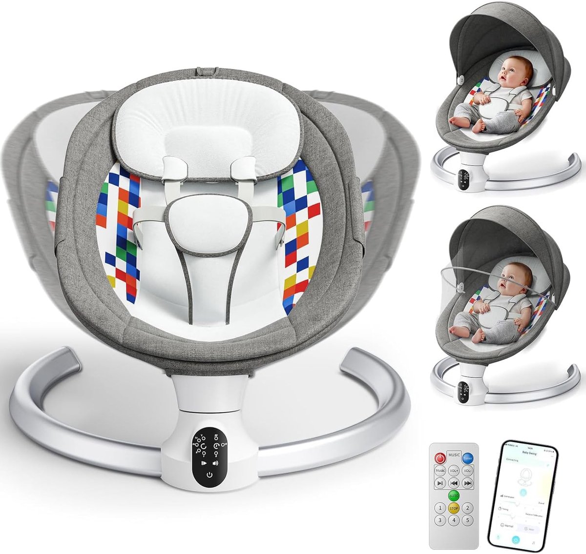 Baby Bouncer - Wipstoel Baby - Dagelijkse Activiteit - Smart Sensor - 60 Centimeter - Grijs