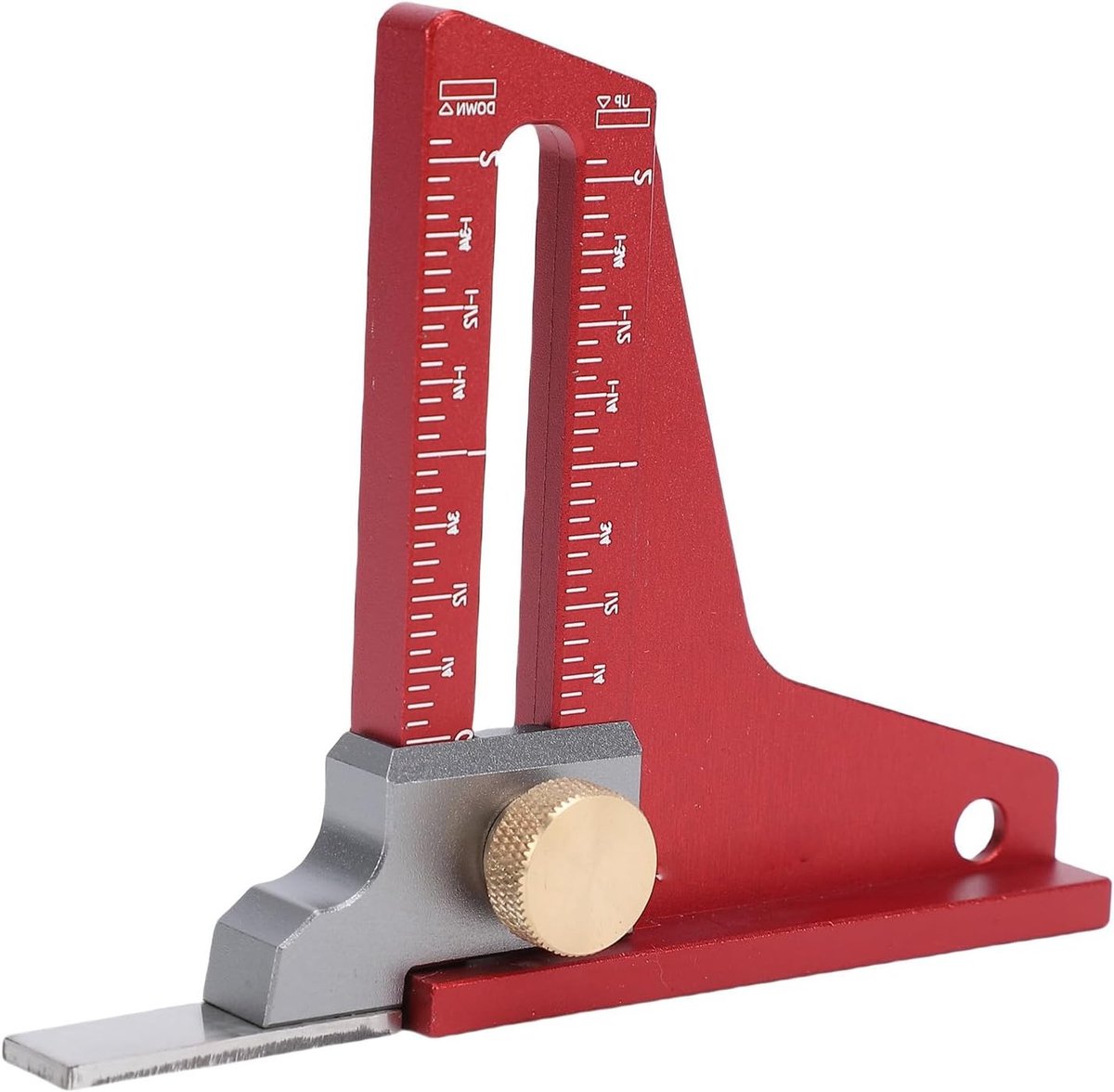 Tafelzaag Hoogtemeter - Meetliniaal Zaagtafel - Houtbewerking Precisie - Sterke Magneet Bevestiging - 0-2 Inch - Zilver