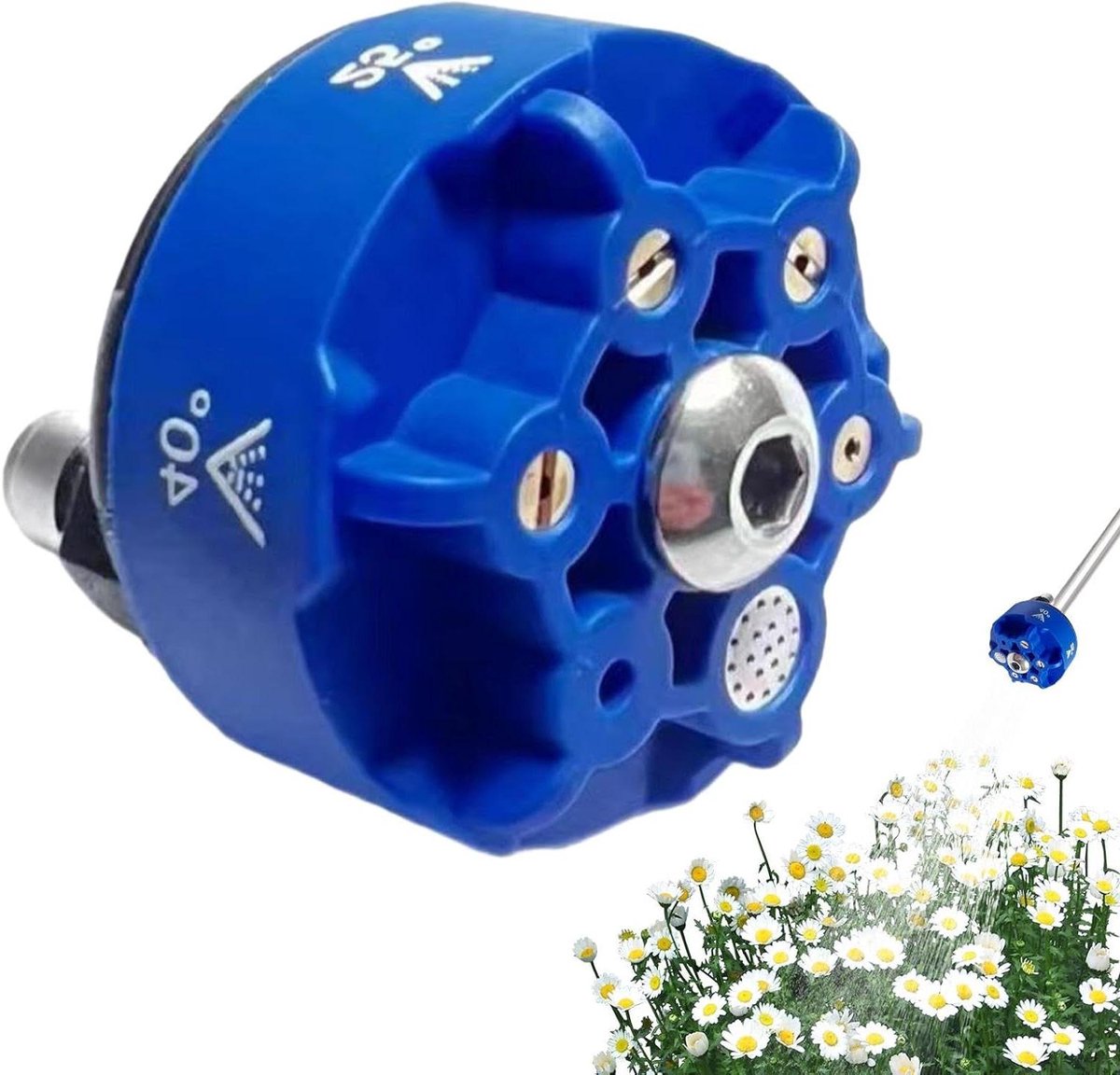 Hogedrukreiniger Sproeiers - Reinigingskoppen - Tuin Terras Reinigen - Roestvrij Staal - 5.2 cm - Zilverkleurig