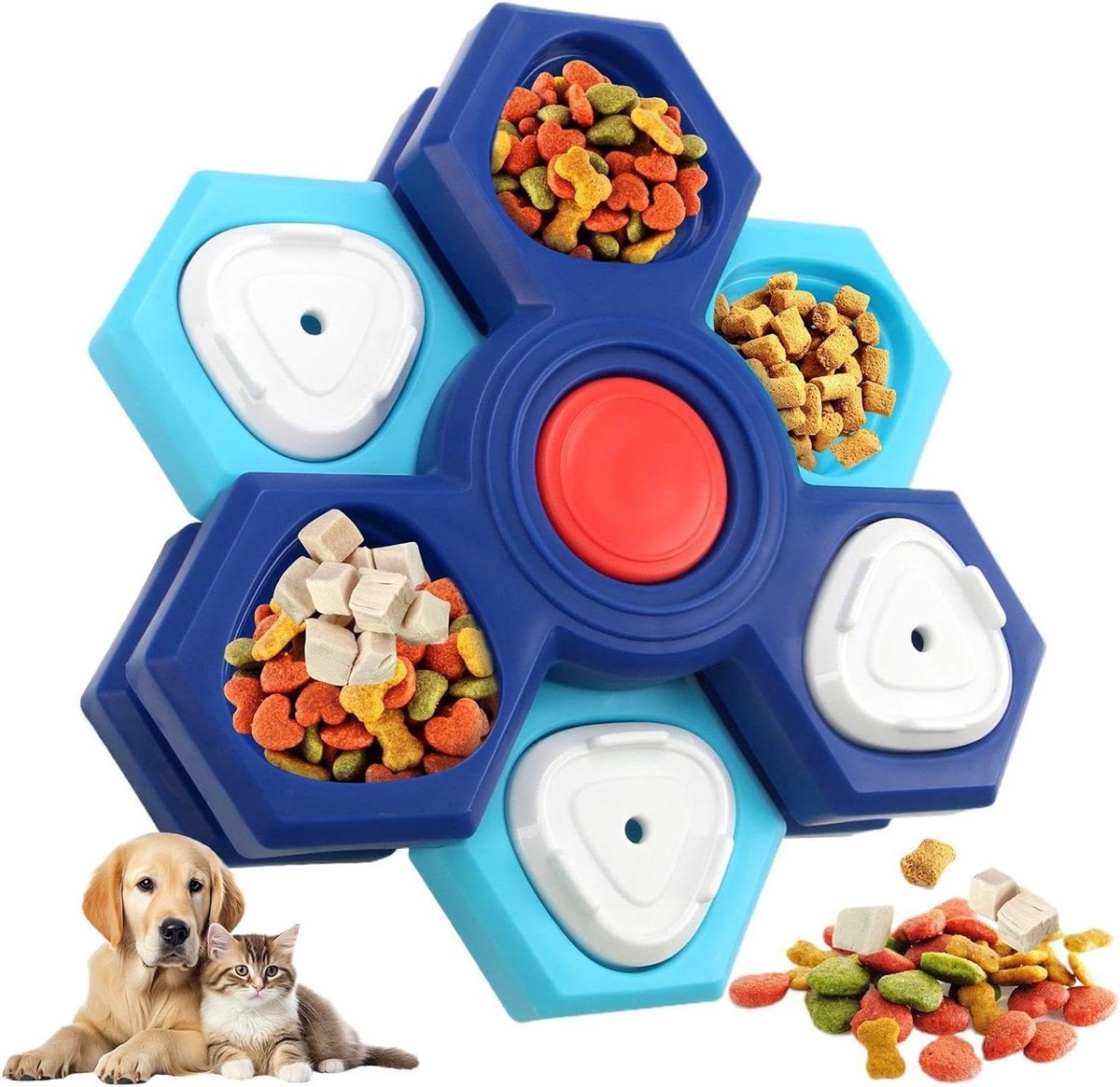 Hond Slow Feeder - Huisdier Roerbak - Gezond Eten Bevorderen - Meerlaags Ontwerp - 19L x 16.6B x 4.3H cm