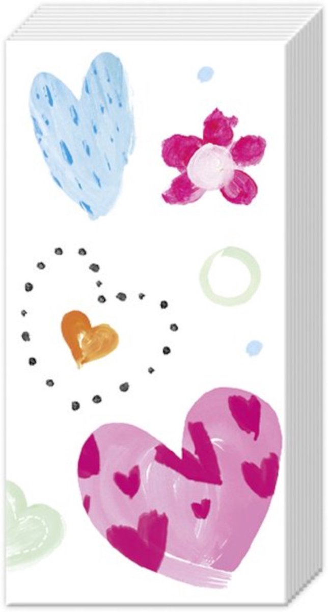 IHR Papieren zakdoeken - Joyful hearts orange - 1 pakje=10 zakdoeken - Harten - Hartjes - Tafeldecoratie - Huwelijk - Valentijn - Geschenkenlaantje
