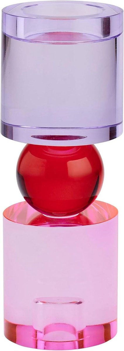 Windlicht - Dekoratie Glas - Sfeer Cre i00ebren - Kristalglas - 21.5 cm - Roze Rood Lila
