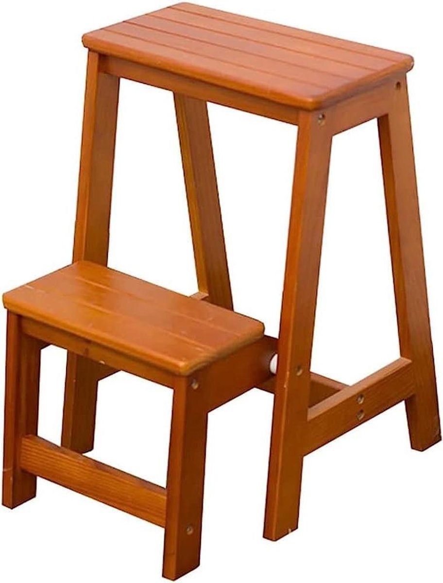 Houten Opstapje - Keuken Krukje - Huishoudelijk Gebruik - Opvouwbaar Ontwerp - 48x38x56cm - Bruin
