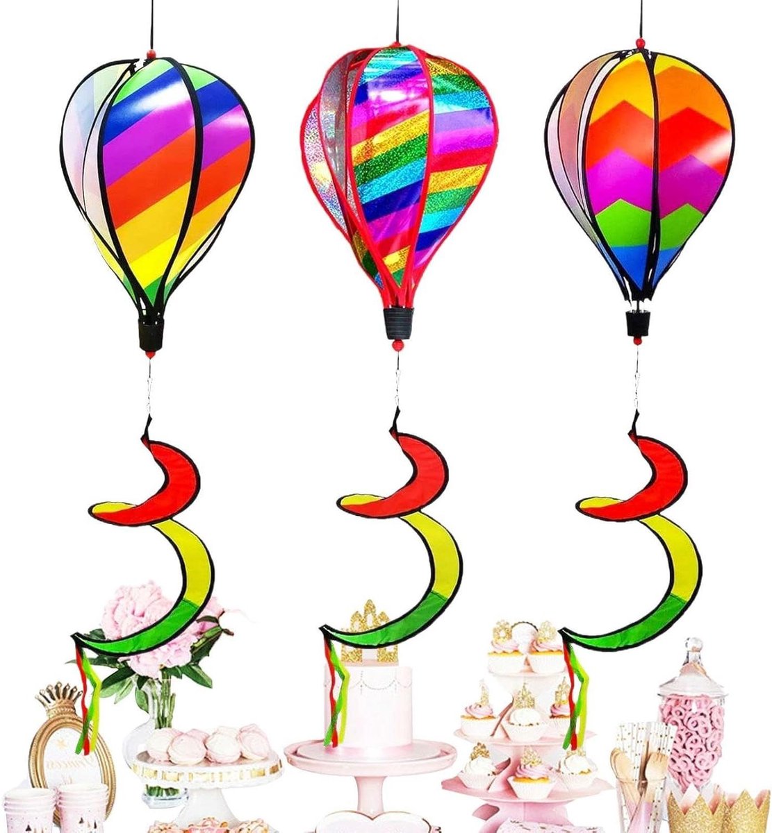 Buitenspinners Decoratief - Windmolentjes Set - Tuin Verfraaien - Weerbestendige Duurzame Constructie - 3-delige Set - Gradiënt Kleur