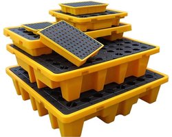 Modulair lekbakje - Olievathoudend platform - Veiligheid op werkplek - Duurzaam polyethyleen - Verschillende maten - Geel Zwart