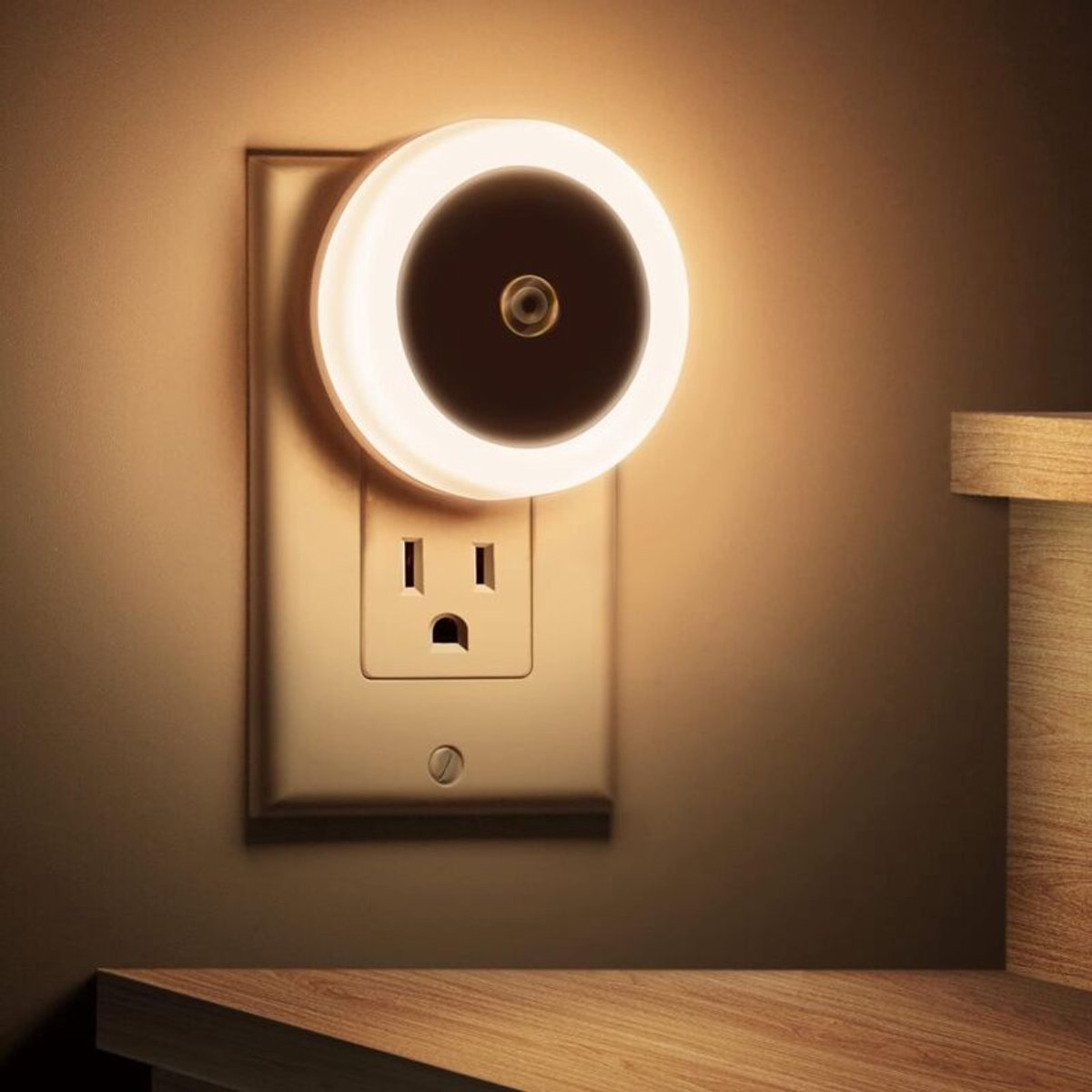 Set van 6 nachtlampjes geschikt voor lichtsensor, LED-nachtlampjes, warm licht