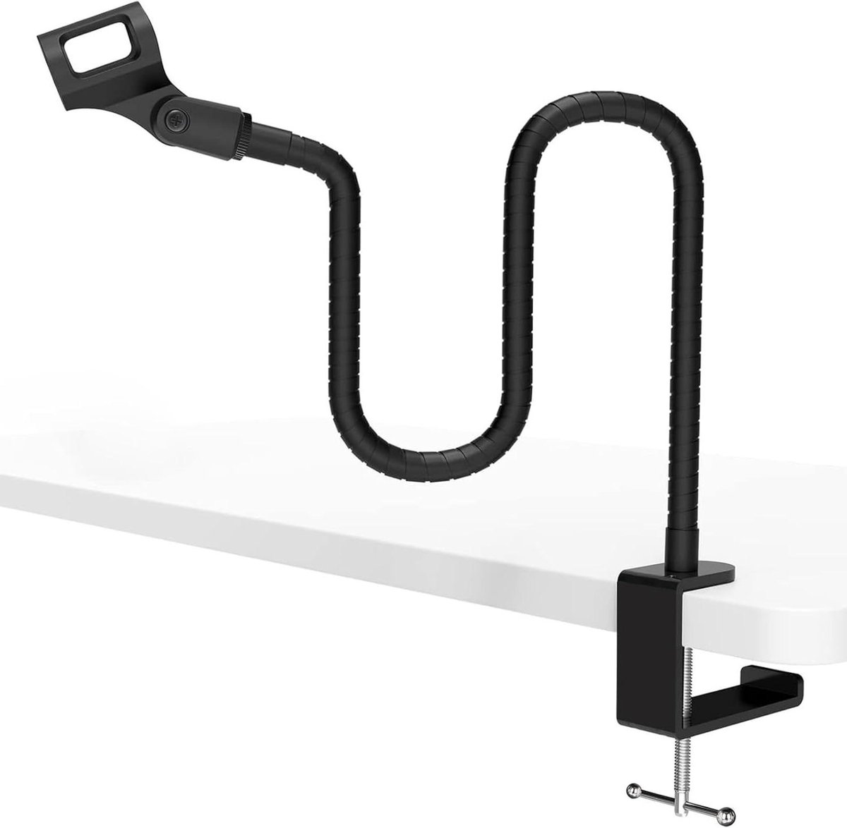 Microfoonstandaard Bureau - Zwanenhals Arm - Opnemen en Streamen - Flexibele Positionering - 48 cm Armlengte - Zwart