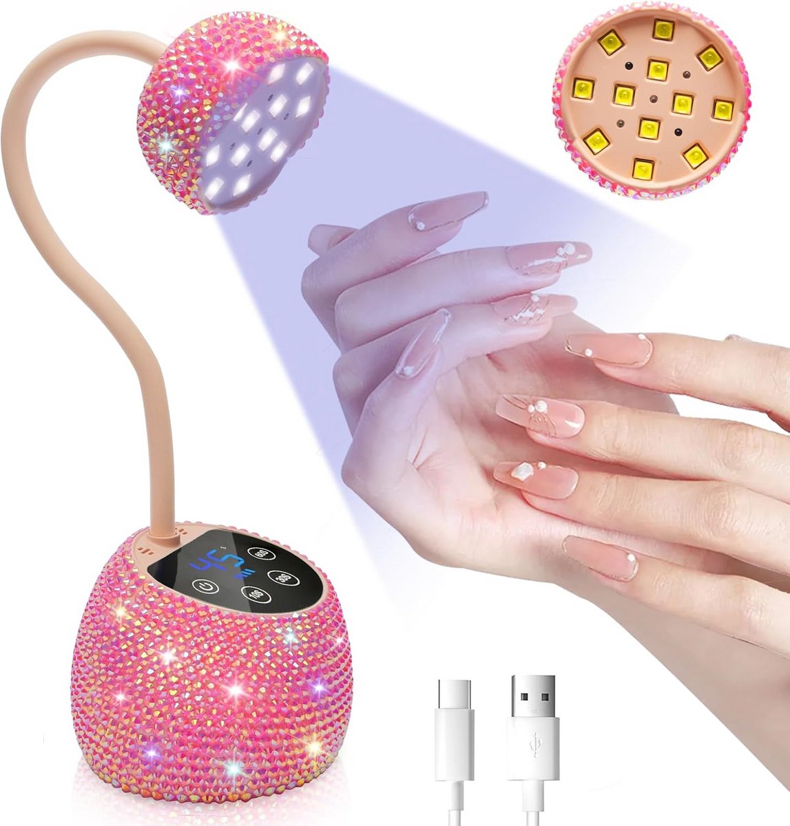 Mini UV Lamp - Nageldroger - Nagels Uitharden - Slimme Autosensor - 36W Vermogen - Roze