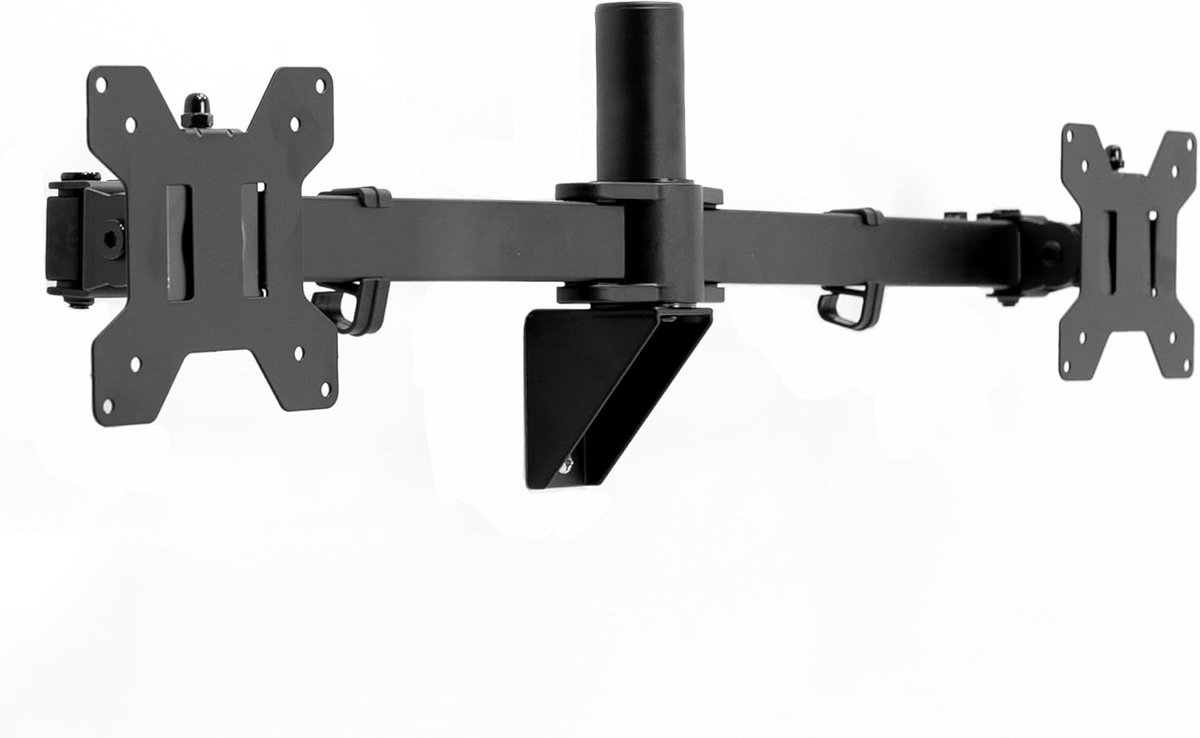 Dubbele Monitor Arm - Scherm Ophanging - Bureau Ruimte Besparen - Telescopische Arm - Tot 32 Inch - Zwart